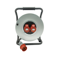 Enrouleur de câble d'alimentation portable industriel en acier métallique IP44 CEE avec prises 16A 380V 5P et câble H07RN-F 5*1.5/2.5MM de 25M