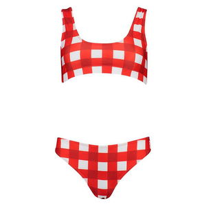 Abierto sexo chica borla Bikini imagen Vichy rojo <span class=keywords><strong>de</strong></span> pierna alta - Product Image 4