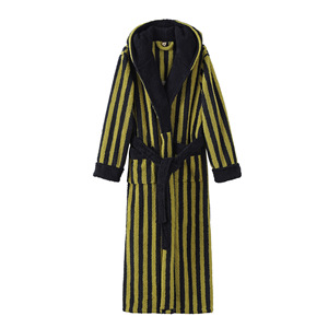 Accappatoio da <span class=keywords><strong>uomo</strong></span> in pile corallo extra spesso, a maniche lunghe, con cappuccio, caldo, a righe, allungato, per autunno inverno - Product Image 5