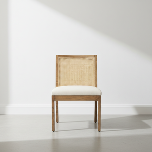 <span class=keywords><strong>Chaise</strong></span> de salle à manger en bois massif français avec dossier en rotin, <span class=keywords><strong>design</strong></span> antique Wabi-Sabi, style ferme, légère, pour la maison, la cuisine, le bureau à domicile - Product Image 2