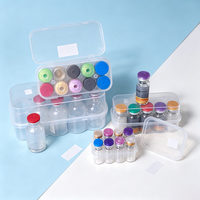 Lot de boîtes de rangement empilables en plastique transparent avec couvercle rabattable pour ampoules de peptides, flacons d'échantillons, usage en laboratoire et beauté