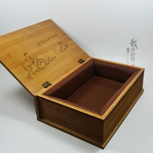 Bamboo Tea Box Set Handmade Rectangle Book Style With Teapot And Cups For Tea Gift Storage - Product Image 2