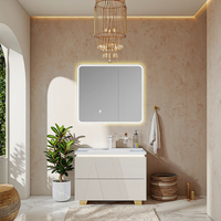 Vanité de salle de bain Usine Prix de gros Blanc Peinture Pvc Vanité de salle de bain Armoire Ensemble