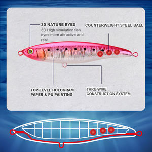 HONOREAL <span class=keywords><strong>2023</strong></span> Whopper 180mm 75g Leurres <span class=keywords><strong>de</strong></span> pêche flottants en eau salée Pencil Popper Stick Bait avec yeux 3D en plastique - Product Image 3