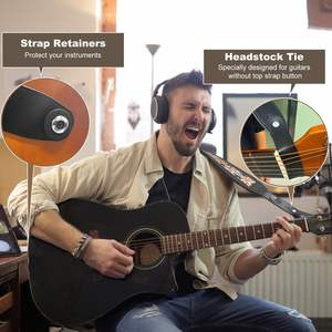 Guitar Strap,Jacquard Embroidery Polyester Guitar Straps with Soft High Foam Pads for Bass, Electric & Acoustic - Product Image 5