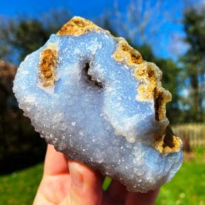 งานฝีมือคริสตัลธรรมชาติ เครื่องประดับหยาบ พลอยดิบ บลูเลซอาเกต หินบำบัด บลูเลซอาเกตแบบตัวอย่าง - Product Image 4