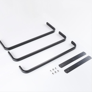Matte Black Towel Holder With <b>Hook</b> Towel <b>Shelf</b> with <b>Hooks</b> Bathroom Accessories Wall Mount Aluminum Towel Rack - Product Image 2