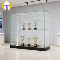 Vitrine moderne verrouillable en verre trempé, robuste, écologique, étanche, avec éclairage LED et 3 étagères en verre réglables