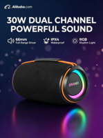 Enceinte compacte d'extérieur 5.4 avec alimentation USB 30W, audio bidirectionnel, crossover intégré, micro intégré, super basses, rythme RGB, étanche IPX4, subwoofer en mesh