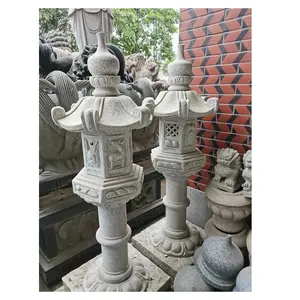 Cổ Điển Trung Quốc Màu Xám Granite vườn đèn công viên đá đèn lồng với thanh lịch màu Xám Granite hình dạng