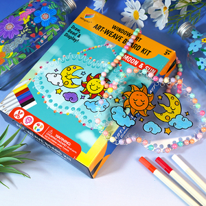 Kit per Creare Acchiappasole con Perline e Pennarelli Acrilici per Bambini, Set Artistico Fai-da-Te con Tema <span class=keywords><strong>Sole</strong></span> e Luna - Product Image 1