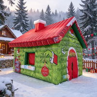 Cabane gonflable géante commerciale en forme de grotte du Père Noël, tente de Noël gonflable pour l'extérieur, décoration de fête de Noël