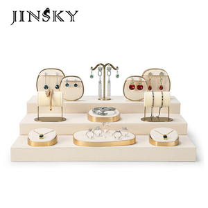 JINSKY Metal Jewelry Display Stand with Necklace Ring Trays Counter Exhibition Organizer - Product Image 1