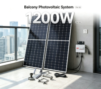 Kit Système Solaire de Balcon 1200W MPPT avec Micro-onduleur, 2x450W Panneaux PV Monocristallins, Installation Plug & Play, Centrale Électrique Autonome pour la Maison, Certifié TUV VDE