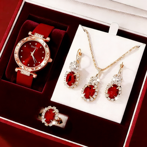 <strong>Ladies</strong>' Fashion Jewelry Red Fashion <strong>Watch</strong> Gift <strong>Set</strong> - Product Image 4
