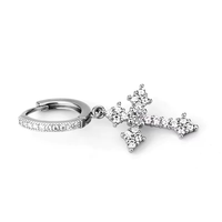 Luxuriöse S925 Silber Zirkon Iris-Blumen-Kreuz Charm-Ohrringe Unisex Verstellbar für Hochzeit und Geschenk