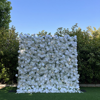 Mur de fleurs artificielles en soie, motif rose blanche, panneau floral dense 3D pour décoration de cérémonie de mariage et de fête, vente en gros