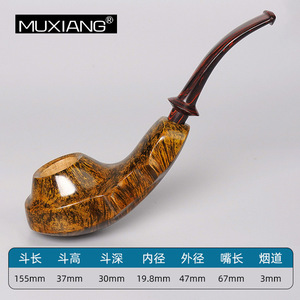 Handmade Solid Wood Briar Pipe Bent Type 3mm Filter Tobacco Pipe For Men - Product Image 2