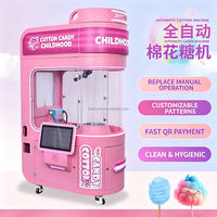 Distributeur automatique de barbe à papa commercial sans surveillance avec écran tactile, formes de fleurs, Wi-Fi intégré, version anglaise