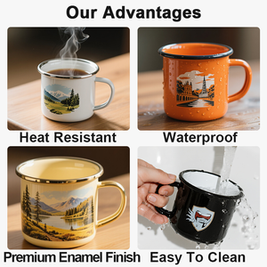 Taza de Metal Reutilizable Ecológica Personalizada, Taza de Viaje con Estampado del Horizonte de la Ciudad, Taza Esmaltada para Tiendas de Turismo - Product Image 4