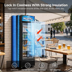 Réfrigérateur commercial pour supermarché, vitrine réfrigérée à porte simple avec éclairage LED et système anti-givre pour boissons - Product Image 2