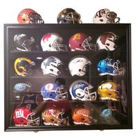 Vitrine murale en bois anti-poussière pour 16 mini-casques, cadre de rangement pour casques de sport, boîte à ombre pour objets de collection et souvenirs