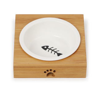 Bamboo Elevated Dog <b>Cat</b> Food and Water Bowls Stand <b>Feeder</b> with 2 Stainless Steel Bowls Ceramic Bowl - Product Image 4