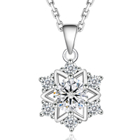 Cadeau de Noël Diamant Bijoux Bling 925 Sterling Silver GRA Certificat Moissanite Diamant Flocon De Neige Collier pour Femme Femme