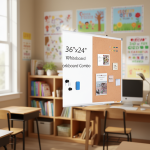 Tableau blanc et tableau en liège combinés Vevor 36x24 avec cadre en aluminium magnétique pour la maison et l'école - Product Image 2