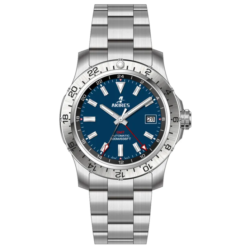 클래식 자동 기계식 시계 스테인레스 스틸 비즈니스 남성 럭셔리 브랜드 사파이어 크리스탈 20ATM 손목 시계
