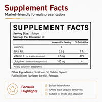 Gélules de CoQ10 Ubiquinol Premium pour un soutien biodisponible, CoQ10 actif de haute pureté, Complément de bien-être, Vente en gros OEM