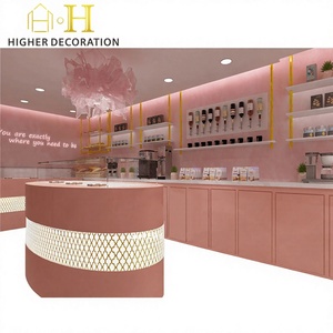 Comptoir de présentation de pâtisseries rose esthétique Millennial, finition mate rose blush, mobilier de boulangerie - Product Image 5