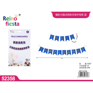 Striscione di carta Versatile per il diploma di scuola superiore Diwali feste di Pasqua olografico blu spagnolo Banner di compleanno con grandi punti - Product Image 1