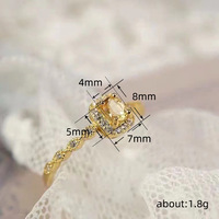 Kadınlar için Sarı Yastık Halo Yüzük, 4mm, Altın Kaplama Pirinç Kübik Zirkonya Vintage, Beyaz Altın ve Altın