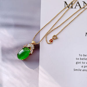 Venta al por mayor conjunto de joyería de moda Calcedonia conjunto de tres piezas Vintage ojo de gato piedra anillo pendiente COLLAR COLGANTE para regalos de navidad - Product Image 6