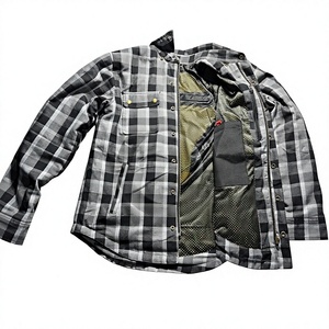 LAZIB MOTO เสื้อแจ็คเก็ตผ้าสักหลาดสำหรับขี่มอเตอร์ไซค์แบบยูนิเซ็กซ์แขนยาวพิมพ์ลายระบายอากาศได้ดีเสื้อคลุมลายตารางหมากรุก 160 กรัมทุกฤดูกาล XL - Product Image 1
