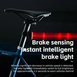 <span class=keywords><strong>ROCKBROS</strong></span> fanale posteriore per bici impermeabile MTB bici da strada notte ciclismo sensore freno intelligente ricaricabile luce posteriore per bicicletta a Led - Product Image 3