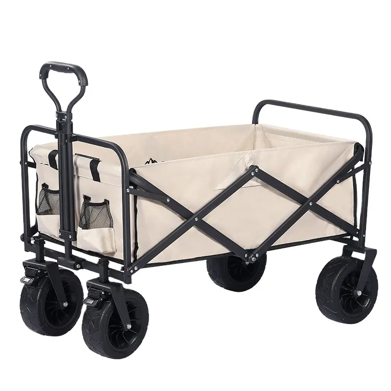 Outdoor Foldable Camping Wagon Cart Collapsible Sturdy Steel Frame Garden Beach Wagon Cart