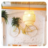 LIANGTE Luminaires suspendus en osier tissé en rotin et bambou suspendus Lustre panier Chambre à coucher Salle à manger Cuisine Salon