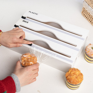 Bamboo Multi Compartment <b>Wrap</b> Cutter Foil Wax Plastic <b>Kitchen</b> Storage Organizer Minimalist Design - Product Image 4