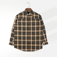 Camisas de Manga Larga a Cuadros para Hombre, Estilo Vintage, 100% Algodón, Talla Grande, Tela Twill Gruesa