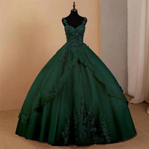 新しい赤いウェディングドレスエレガントな刺繍赤プラスサイズのプロムドレスブルゴーニュウェディングドレス - Product Image 5