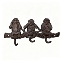 Ensemble de 3 crochets muraux en fonte, Singes Sages, design moderne, faits à la main, écologiques, sculpture artistique pour salon, décoration intérieure
