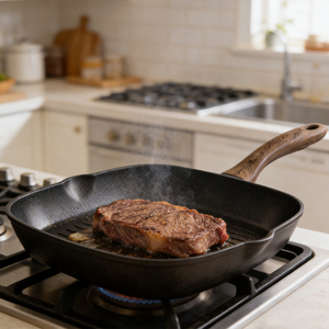 Padella Grill Antiaderente in <span class=keywords><strong>Alluminio</strong></span> Forgiato, Griglia Quadrata Versatile con 2 Beccucci, per Grigliate Interne ed Esterne, Compatibile con Induzione, Senza PFOA - Product Image 4