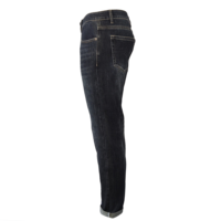 Jean vintage homme coupe droite taille mi-haute slim fit avec broderie et détails boutonnés, denim bleu américain classique délavé à faible élasticité, ODM