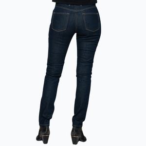 Jeans de Mezclilla Elásticos Premium de Corte Ajustado y Alta Calidad para Mujer, Color Índigo, con Forro Protector para Motociclistas - Product Image 3