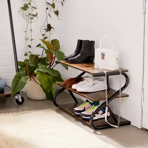 Meubles d'entrée étagères à chaussures étagère de rangement 2 niveaux Billie étagère à chaussures pour entrée petit espace - Product Image 4