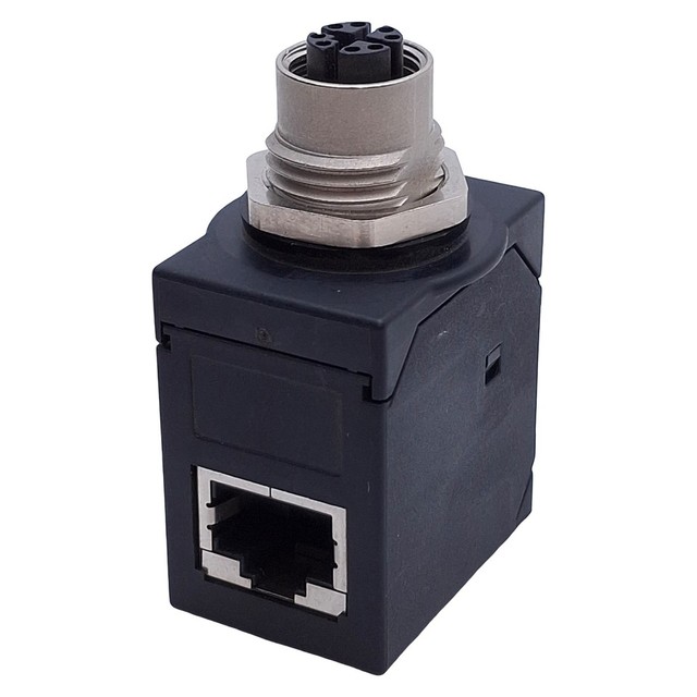 PLC ICAM12X90RJS Panel Mount Adapter 90. Angle, M12 X-code 8-pin to RJ45 Warranty Product