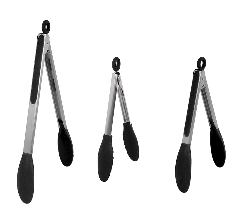 10"&12" inch stainless steel kitchen tong non slip grip tong set bbq cooking grill locking silicone food tong
