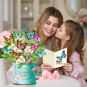 Carte <span class=keywords><strong>3D</strong></span> Pop-Up Bouquet de Fleurs Marguerites Papillons – Enveloppe et Bloc-notes vierges pour la Fête des Mères, Anniversaire, Remise en Guérison, Vœux - Product Image 5
